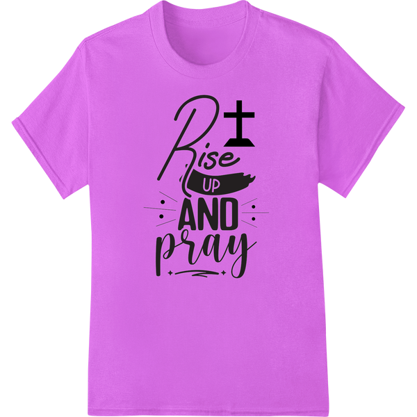 Rise Up and Pray: Inspiring Easter DTF Print Heat Transfer on purple shirt - SUPERDTF-DTF Prints-DTF Transfers-Custom DTF Prints