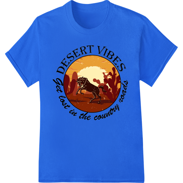 Desert Vibes: Escape to the Serene Beauty of the West on blue shirt - SUPERDTF-DTF Prints-DTF Transfers-Custom DTF Prints