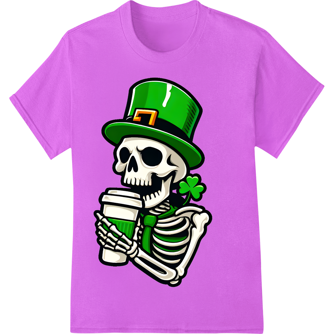 Spooky Skeleton Leprechaun St. Patrick's Day DTF Print on purple shirt - SUPERDTF-DTF Prints-DTF Transfers-Custom DTF Prints