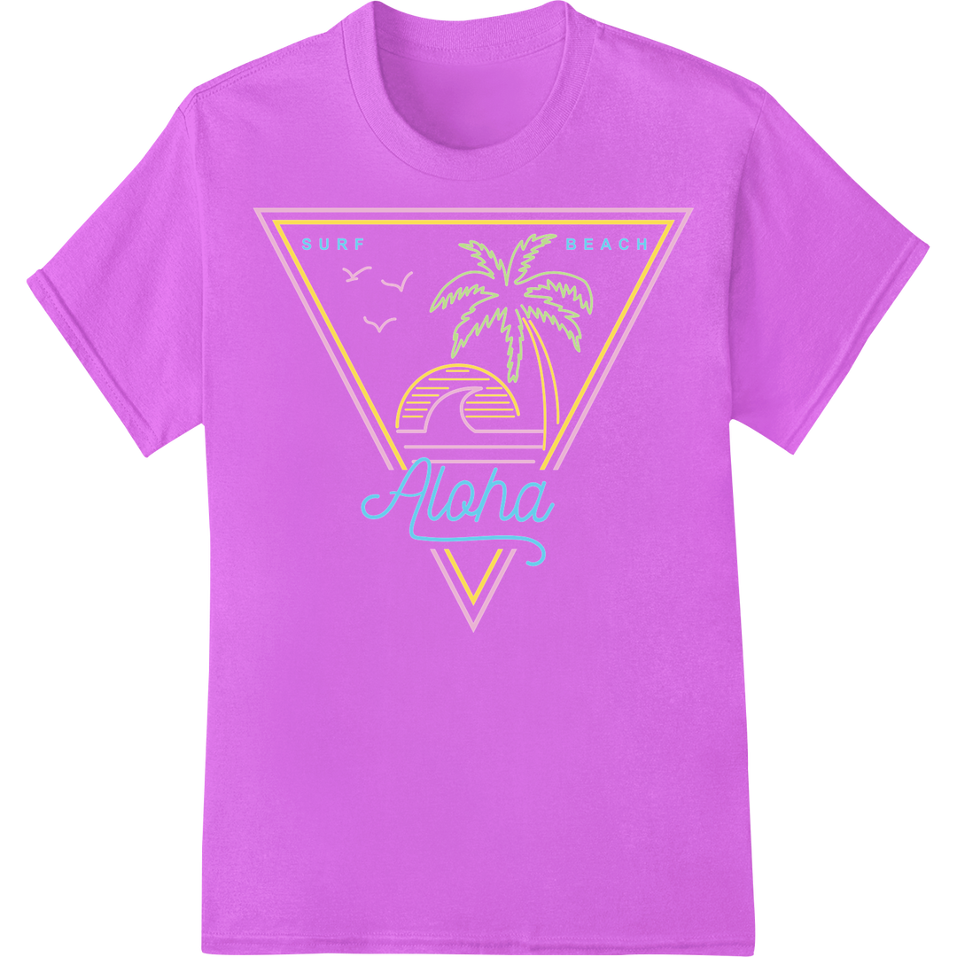 Radical 80s Surf Beach Aloha Retro Tropical DTF Print on purple shirt - SUPERDTF-DTF Prints-DTF Transfers-Custom DTF Prints