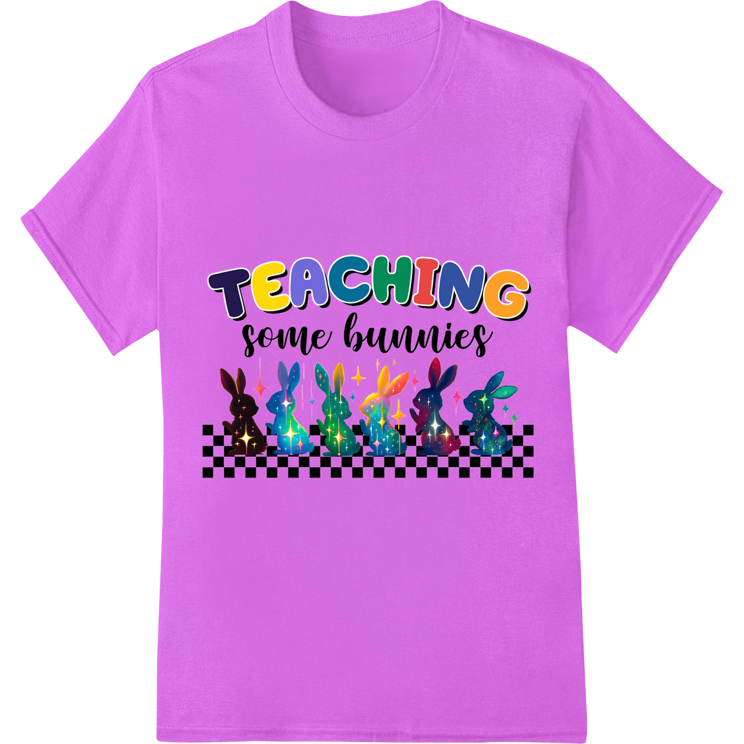 Teaching Some Bunnies: Adorable Easter DTF Print for Teachers on purple shirt - SUPERDTF-DTF Prints-DTF Transfers-Custom DTF Prints