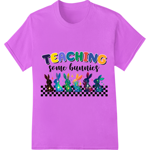 Teaching Some Bunnies: Adorable Easter DTF Print for Teachers on purple shirt - SUPERDTF-DTF Prints-DTF Transfers-Custom DTF Prints