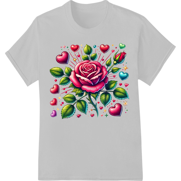 Vibrant Pop Art Roses and Hearts DTF Print Heat Transfer on white shirt - SUPERDTF-DTF Prints-DTF Transfers-Custom DTF Prints