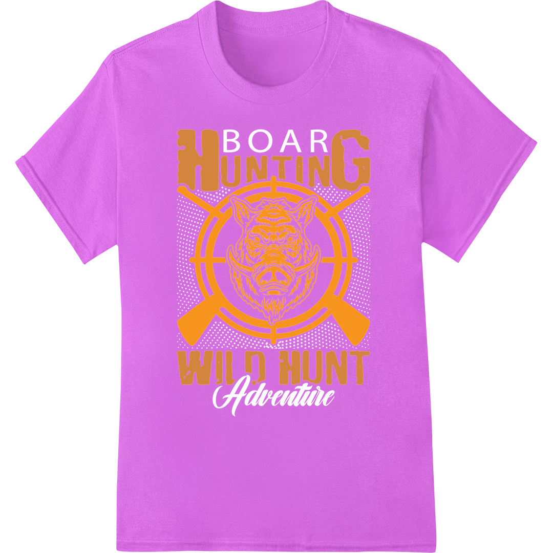 Fierce Hunting Boar DTF Print | Outdoor Enthusiast Must-Have on purple shirt - SUPERDTF-DTF Prints-DTF Transfers-Custom DTF Prints