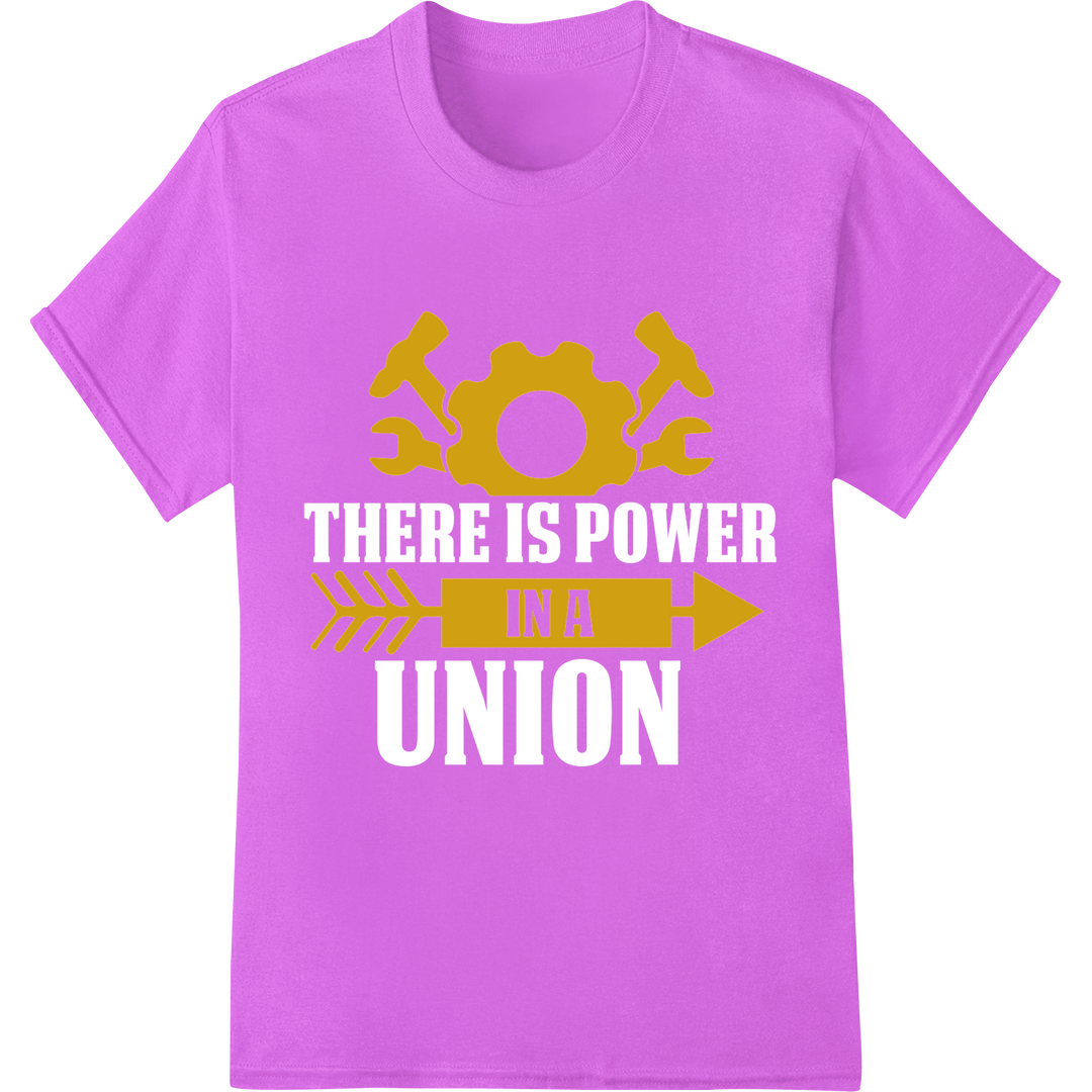 Vibrant Yellow Gears Labor Day DTF Print Heat Transfer on purple shirt - SUPERDTF-DTF Prints-DTF Transfers-Custom DTF Prints