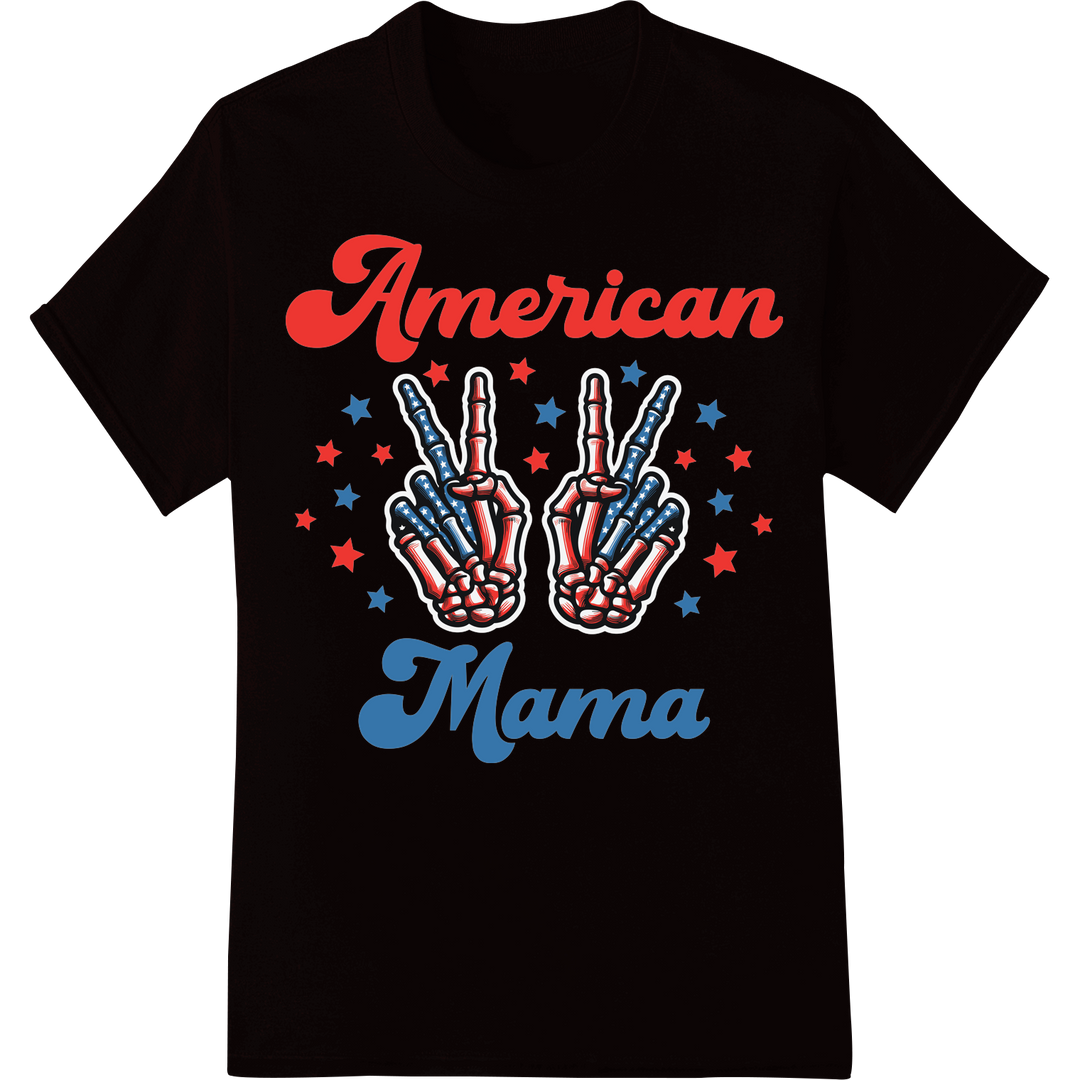 American Mama Patriotic Peace Sign DTF Print Heat Transfer on black shirt - SUPERDTF-DTF Prints-DTF Transfers-Custom DTF Prints