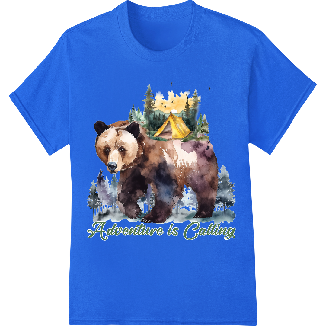 Embark on a Wild Adventure: Bear Wilderness DTF Print on blue shirt - SUPERDTF-DTF Prints-DTF Transfers-Custom DTF Prints