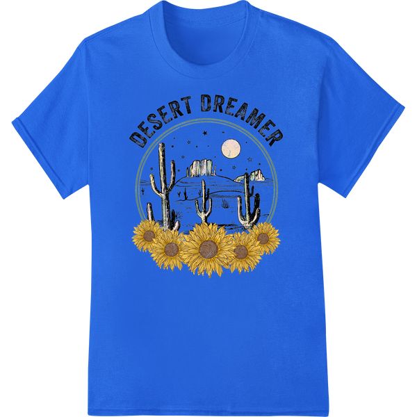 Desert Dreamer: Enchanting Southwestern DTF Print Transfer on blue shirt - SUPERDTF-DTF Prints-DTF Transfers-Custom DTF Prints