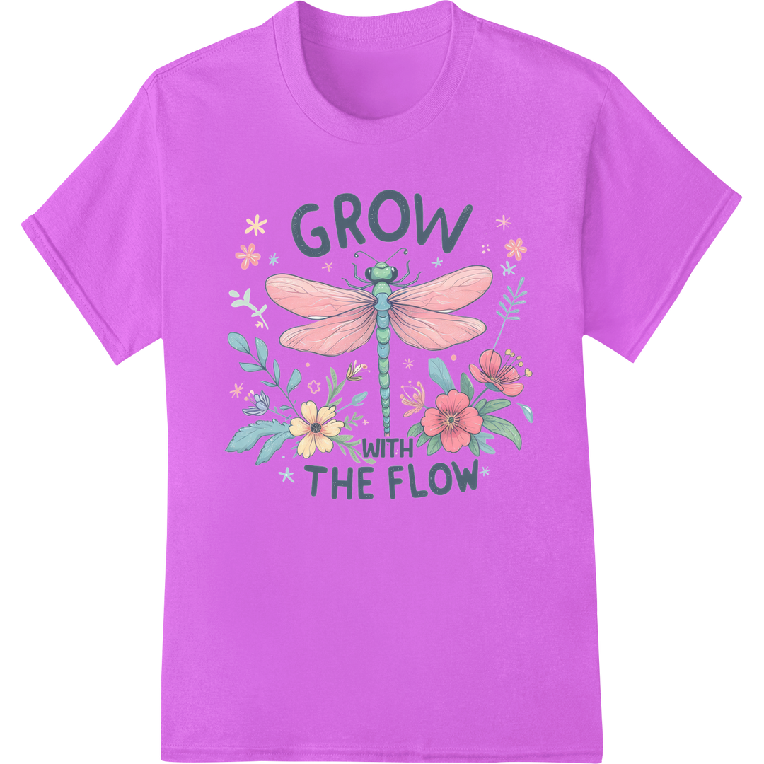 Grow with the Flow: Inspiring Dragonfly DTF Print Transfer on purple shirt - SUPERDTF-DTF Prints-DTF Transfers-Custom DTF Prints