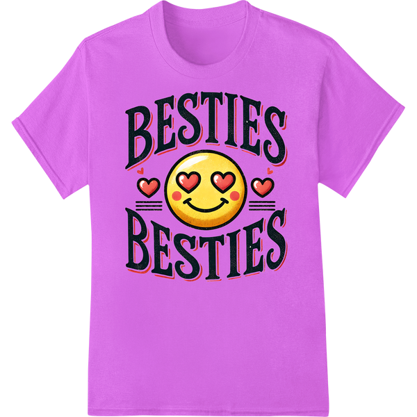 Unbreakable Bond: Vibrant 'BESTIES BESTIES' DTF Print on purple shirt - SUPERDTF-DTF Prints-DTF Transfers-Custom DTF Prints