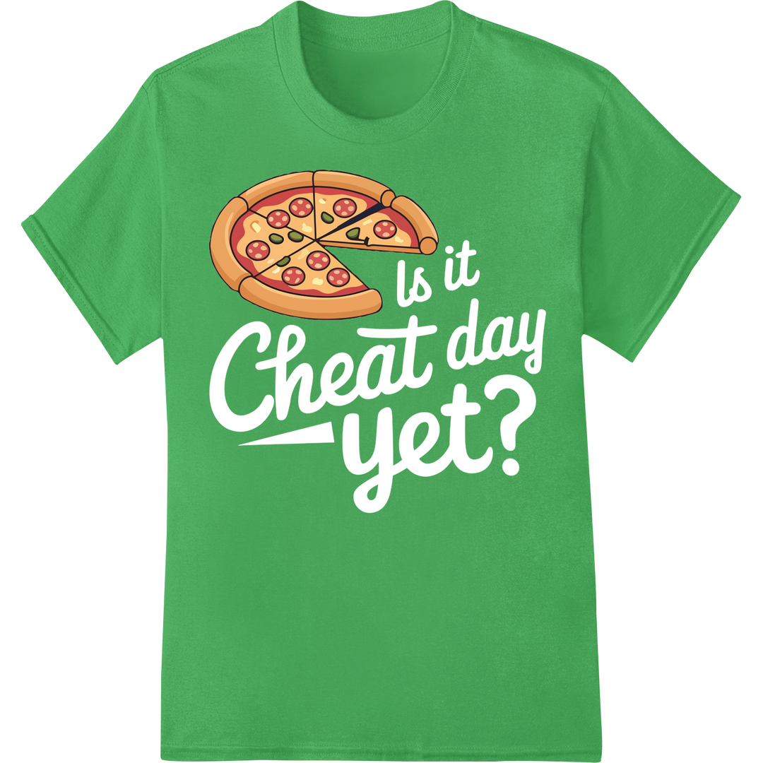 Mouthwatering Pizza Slice DTF Heat Transfer Print | Super DTF on green shirt - SUPERDTF-DTF Prints-DTF Transfers-Custom DTF Prints