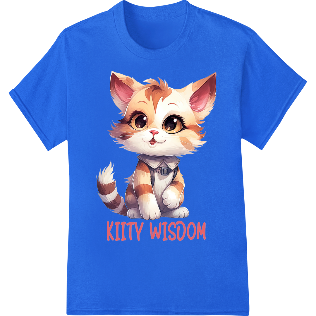 Adorable 'Kitty Wisdom' DTF Print Heat Transfer | Cute Cat on blue shirt - SUPERDTF-DTF Prints-DTF Transfers-Custom DTF Prints