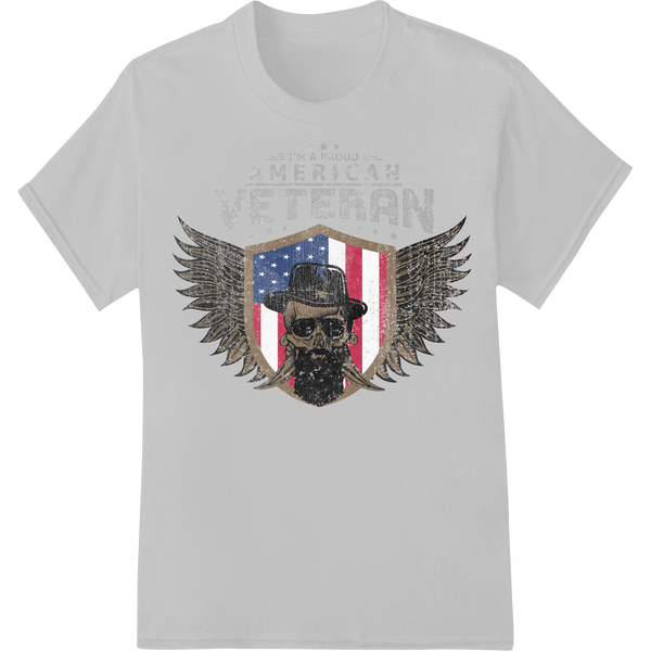 Patriotic Veteran Skull DTF Print Heat Transfer Design on white shirt - SUPERDTF-DTF Prints-DTF Transfers-Custom DTF Prints