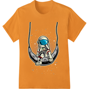 Unique garment printing for Cosmic Dreamer: Astronaut Swinging on Crescent Moon