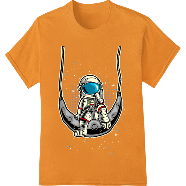 Unique garment printing for Cosmic Dreamer: Astronaut Swinging on Crescent Moon