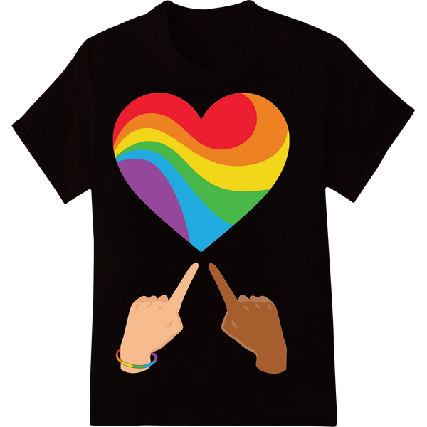 Vibrant Rainbow Heart LGBTQ Pride DTF Print Heat Transfer on black shirt - SUPERDTF-DTF Prints-DTF Transfers-Custom DTF Prints