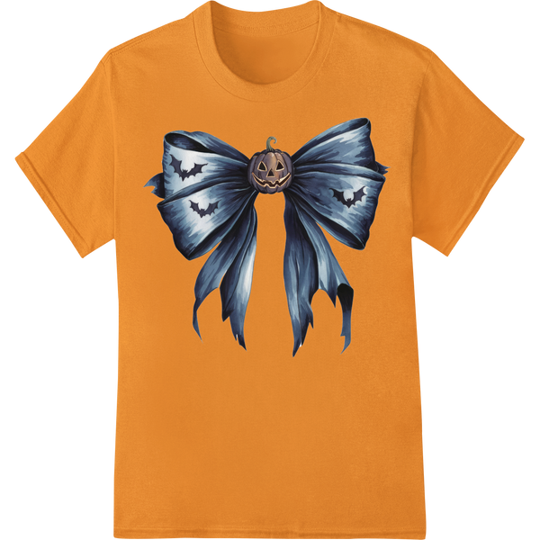 Blue bat bow design with eerie detailing, perfect for custom Halloween t-shirt decoration using DTF printing