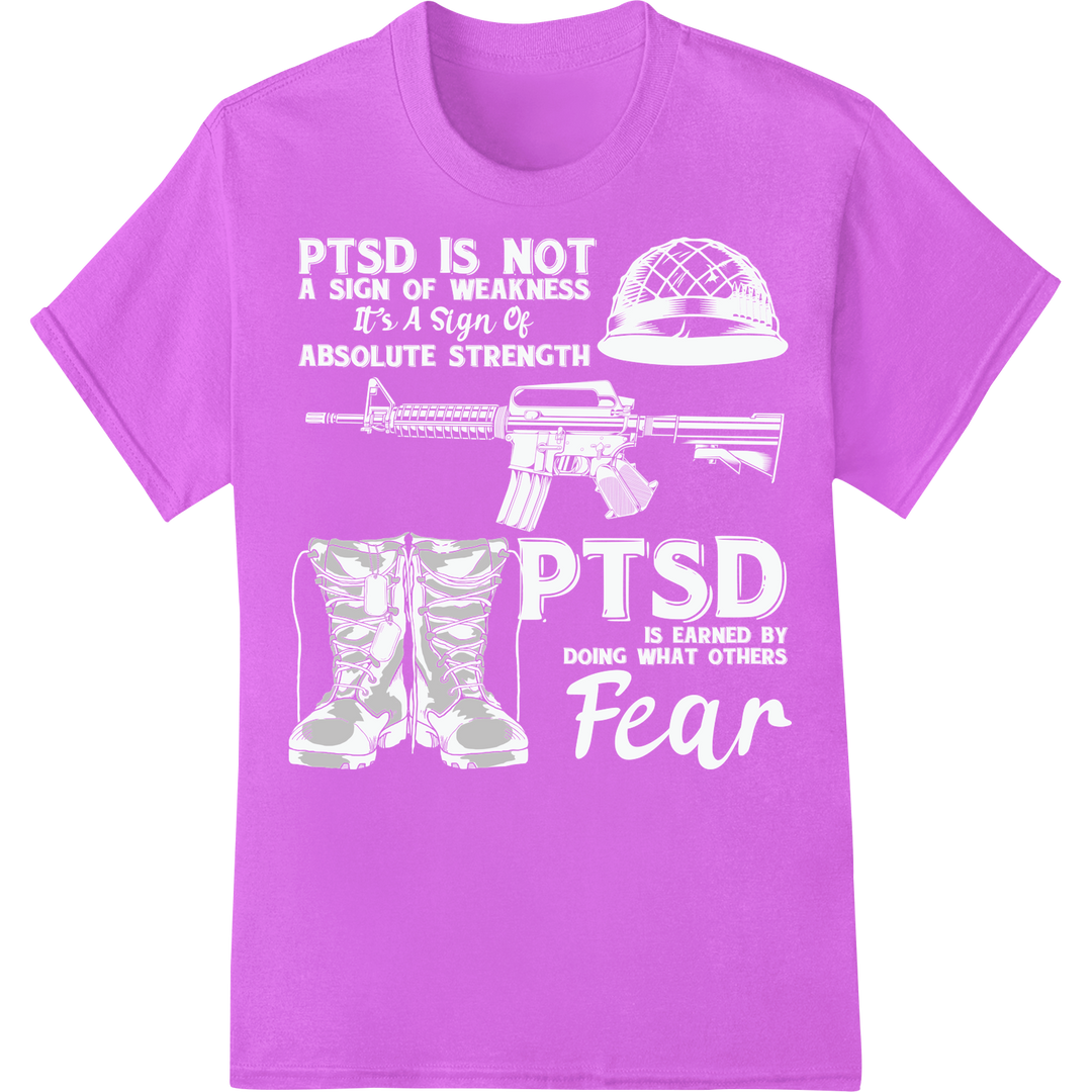 Boots of Burden: PTSD Awareness DTF Print Heat Transfer on purple shirt - SUPERDTF-DTF Prints-DTF Transfers-Custom DTF Prints