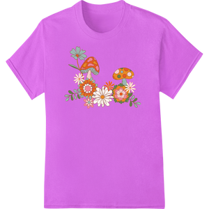 Enchanting Floral Mushroom Whimsy - DTF Print Heat Transfer with custom heat transfer artwork