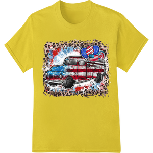 Vintage USA Pickup Truck 4th of July Patriotic DTF Print showcasing advanced customized apparel technology