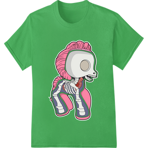 Innovative heat transfer design on Punk Rock Skeleton with Vibrant Pink Hair - Halloween DTF Print