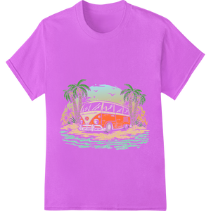 Durable direct to film printing applied to Retro Beach Bus Paradise: Summer DTF Print Heat Transfer