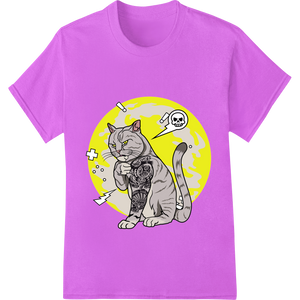 Custom custom garment printing design - Edgy Cat Skeleton Tattoo Design for Alternative Fashion