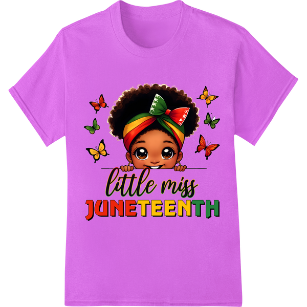 Adorable 'Little Miss Juneteenth' DTF Print Heat Transfer on purple shirt - SUPERDTF-DTF Prints-DTF Transfers-Custom DTF Prints