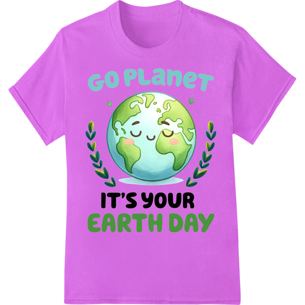 Adorable Earth Day DTF Print: Eco-Friendly Style on purple shirt - SUPERDTF-DTF Prints-DTF Transfers-Custom DTF Prints