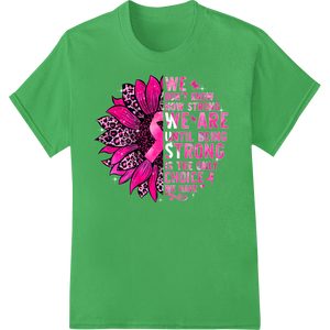 Empowering Breast Cancer Awareness Strength DTF Print on green shirt - SUPERDTF-DTF Prints-DTF Transfers-Custom DTF Prints