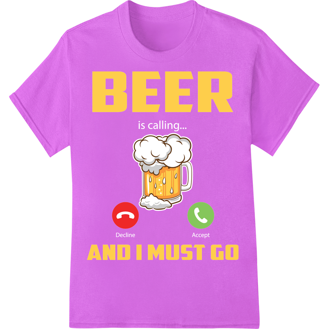 Hoppy & Hilarious 'BEER' Design | Funny Drinking Humor Tee on purple shirt - SUPERDTF-DTF Prints-DTF Transfers-Custom DTF Prints