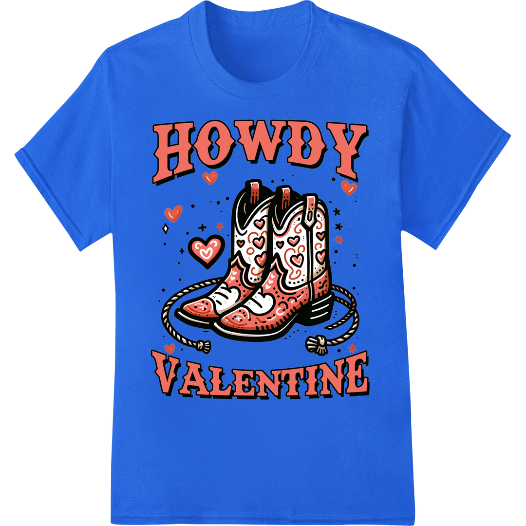 Rustic Romance: Western Valentine's DTF Print Transfer on blue shirt - SUPERDTF-DTF Prints-DTF Transfers-Custom DTF Prints