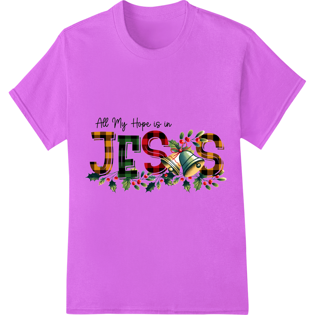 All My Hope is in JESUS - Inspiring Christian Christmas DTF Print on purple shirt - SUPERDTF-DTF Prints-DTF Transfers-Custom DTF Prints