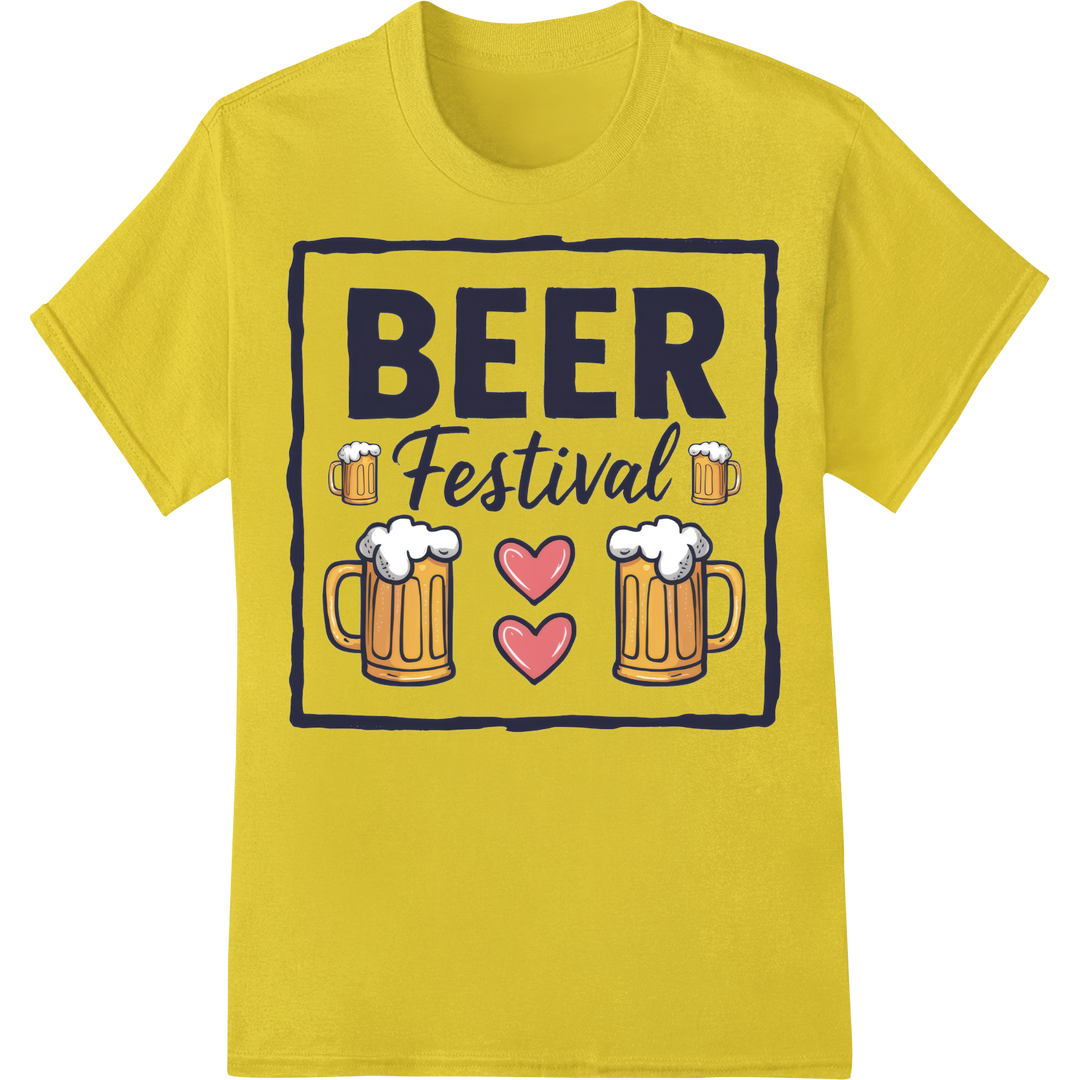 Celebrate Beer Festival with Bold Heat Transfer Design on yellow shirt - SUPERDTF-DTF Prints-DTF Transfers-Custom DTF Prints