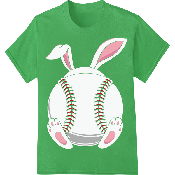 Adorable Easter Bunny Baseball DTF Print | Super DTF on green shirt - SUPERDTF-DTF Prints-DTF Transfers-Custom DTF Prints