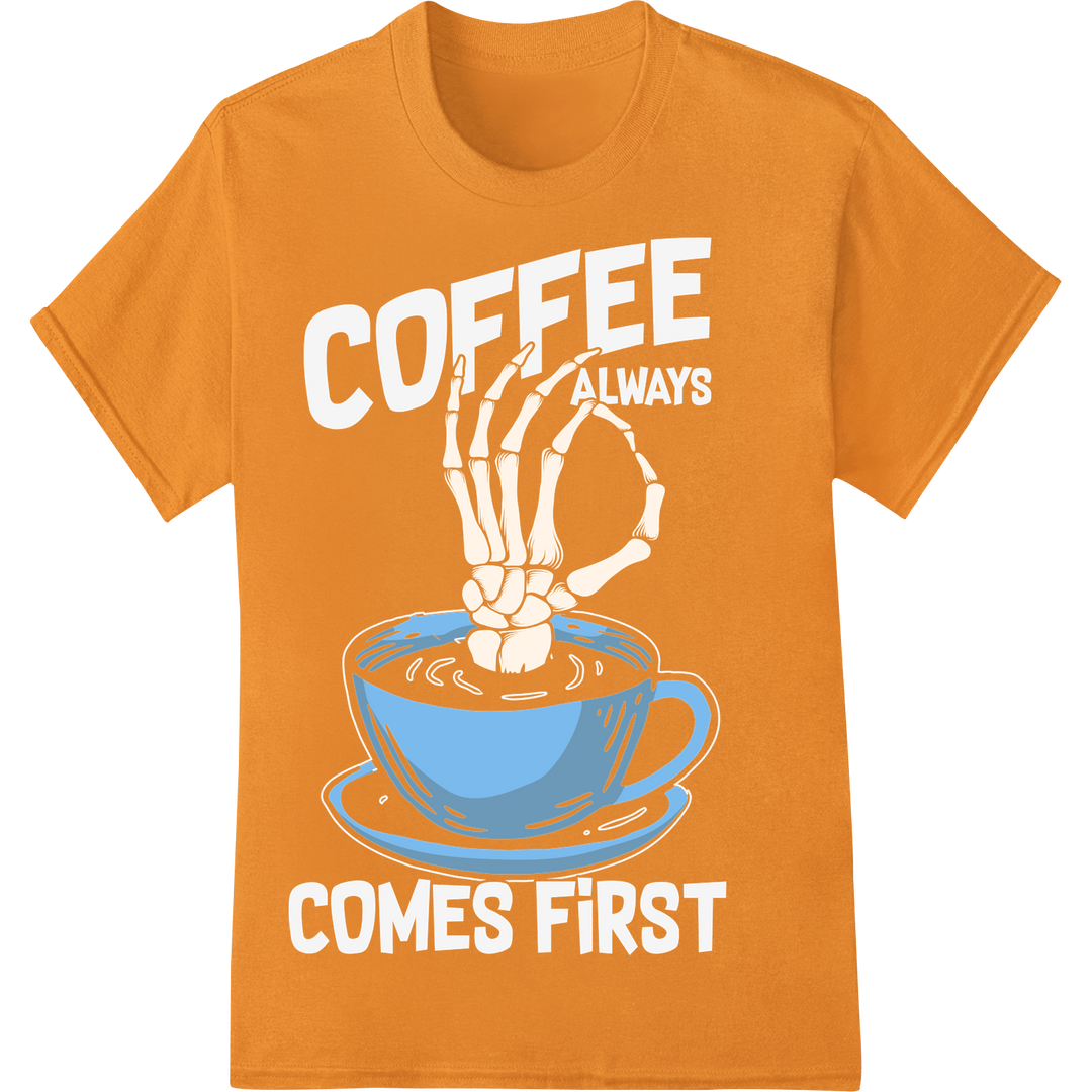 Retro Blue Coffee Mug DTF Print Heat Transfer | Trendy Design on orange shirt - SUPERDTF-DTF Prints-DTF Transfers-Custom DTF Prints