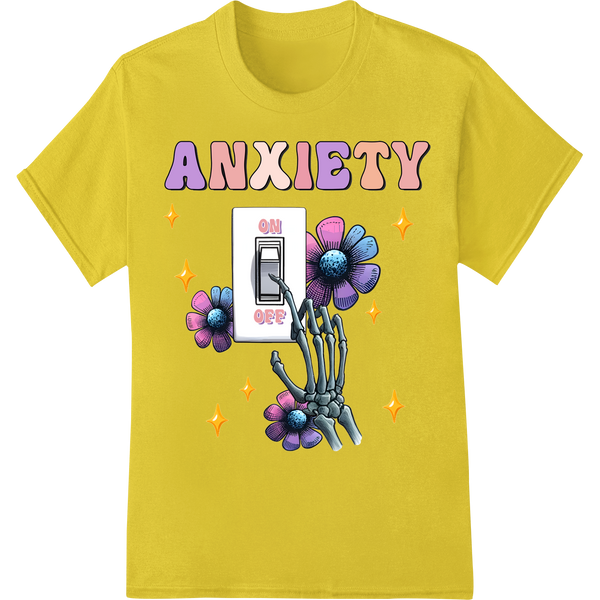 Blooming Through Anxiety: Powerful Mental Health DTF Print on yellow shirt - SUPERDTF-DTF Prints-DTF Transfers-Custom DTF Prints