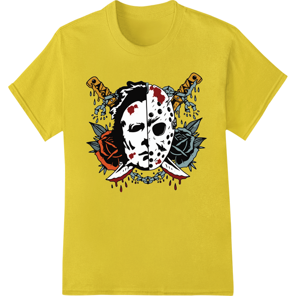 Edgy Skull Tattoo Style DTF Heat Transfer Print on yellow shirt - SUPERDTF-DTF Prints-DTF Transfers-Custom DTF Prints