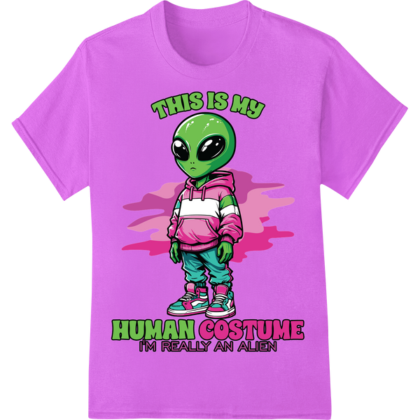 Funny Alien Halloween Costume DTF Print Heat Transfer on purple shirt - SUPERDTF-DTF Prints-DTF Transfers-Custom DTF Prints