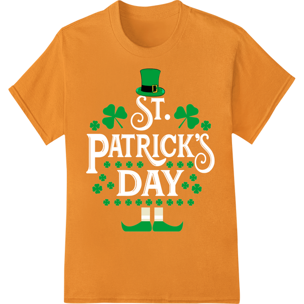 Shamrock Leprechaun Hat: St. Patrick's Day DTF Print on orange shirt - SUPERDTF-DTF Prints-DTF Transfers-Custom DTF Prints