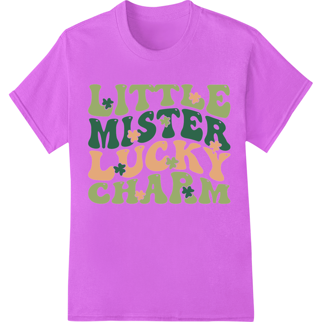 Lucky Charm Little Mister St. Patrick's Day DTF Print on purple shirt - SUPERDTF-DTF Prints-DTF Transfers-Custom DTF Prints