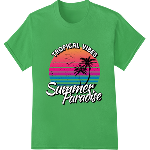 Tropical Sunset Paradise DTF Print Heat Transfer showcasing advanced custom garment printing technology