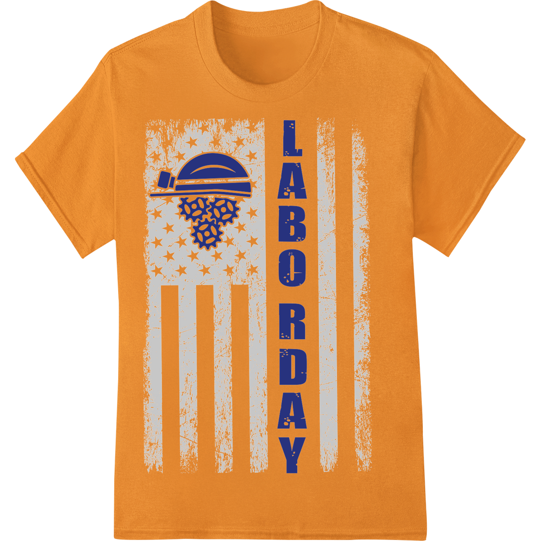 Celebrate American Workers with Patriotic Labor Day DTF Print on orange shirt - SUPERDTF-DTF Prints-DTF Transfers-Custom DTF Prints