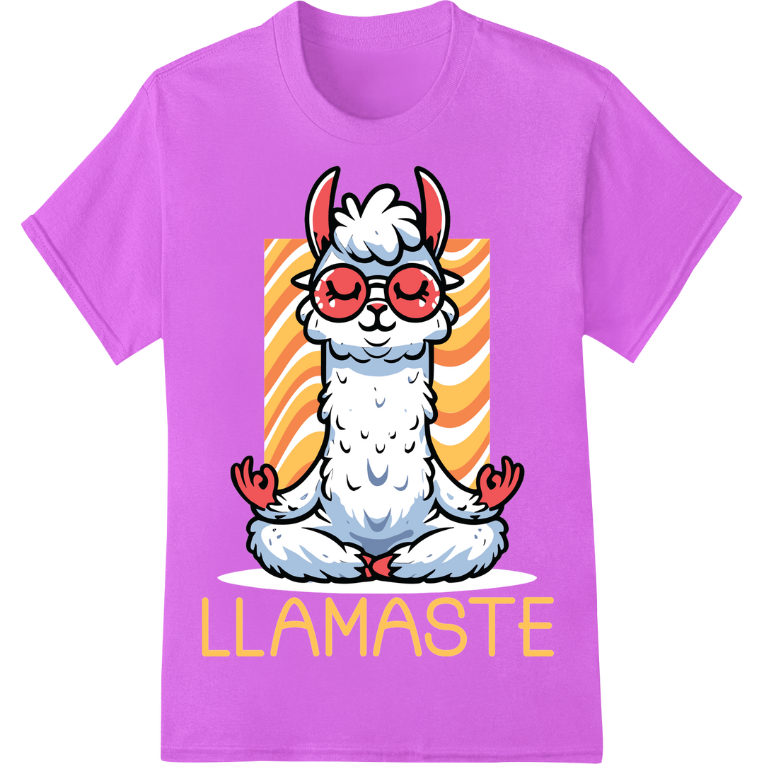 Llamaste Yoga Humor Namaste Animal Pun DTF Print Transfer on purple shirt - SUPERDTF-DTF Prints-DTF Transfers-Custom DTF Prints