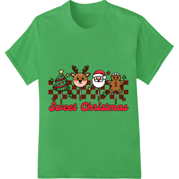 Adorable Christmas Crew: Festive DTF Print Heat Transfer on green shirt - SUPERDTF-DTF Prints-DTF Transfers-Custom DTF Prints