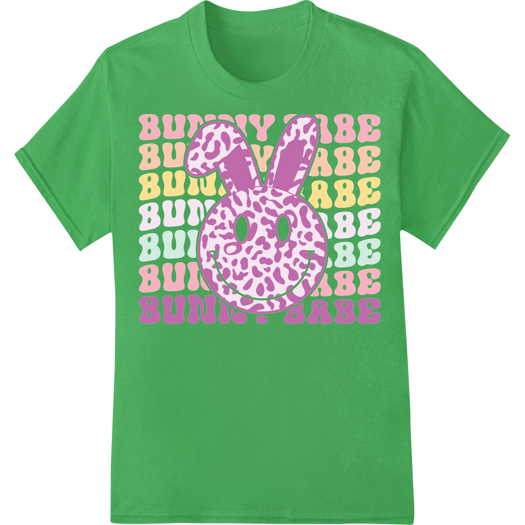 Enchanting Easter Bunny Pattern DTF Print Heat Transfer on green shirt - SUPERDTF-DTF Prints-DTF Transfers-Custom DTF Prints