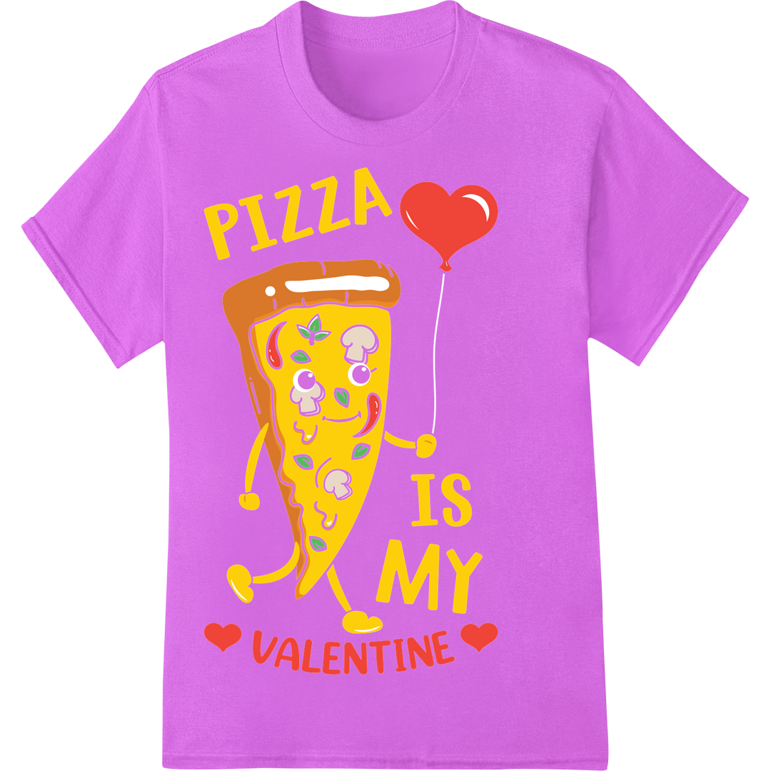 Adorable 'Pizza is My Valentine' DTF Print Heat Transfer on purple shirt - SUPERDTF-DTF Prints-DTF Transfers-Custom DTF Prints