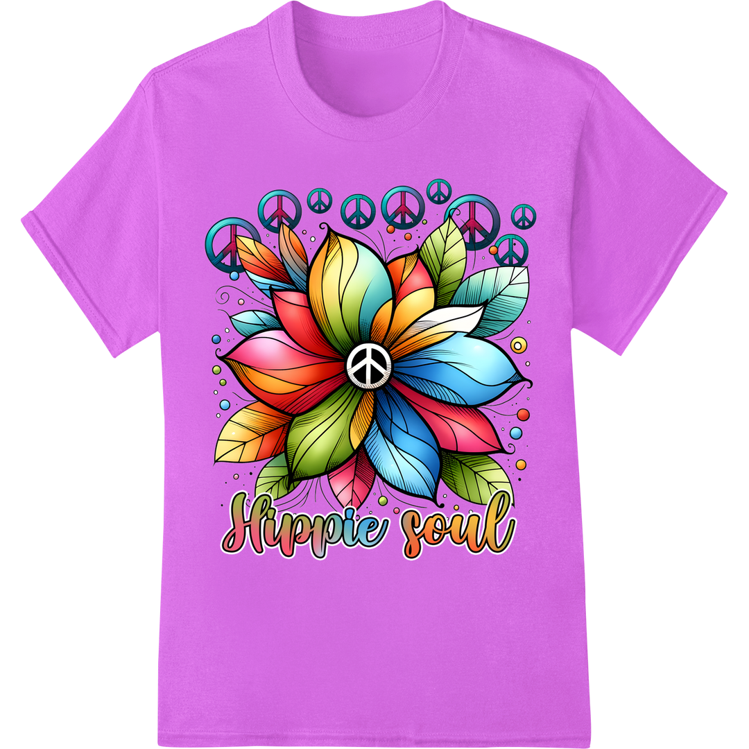 Vibrant 'Hippie Soul' DTF Print Heat Transfer | Boho Style on purple shirt - SUPERDTF-DTF Prints-DTF Transfers-Custom DTF Prints