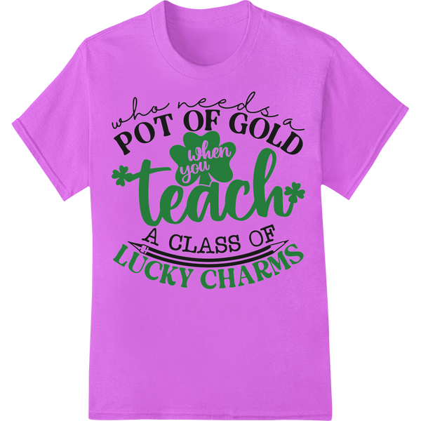 Lucky Charms Teacher St. Patrick's Day DTF Print Transfer on purple shirt - SUPERDTF-DTF Prints-DTF Transfers-Custom DTF Prints