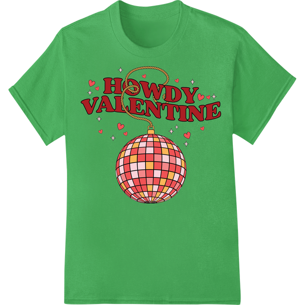 Howdy Valentine: Charming Western-Inspired DTF Print on green shirt - SUPERDTF-DTF Prints-DTF Transfers-Custom DTF Prints